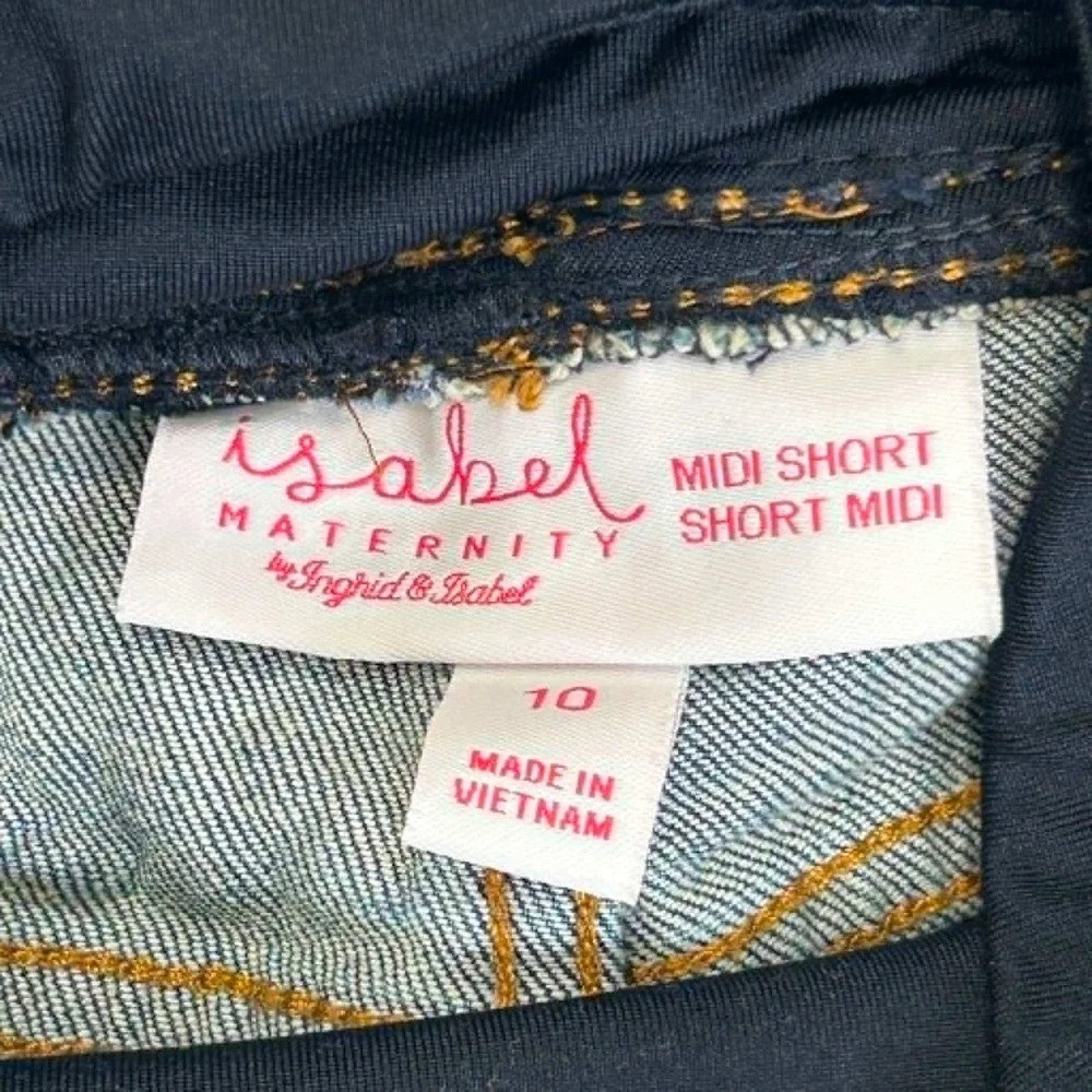Isabel Maternity by Ingrid & Isabel Denim Midi Shorts Blue Size 10 Full Panel